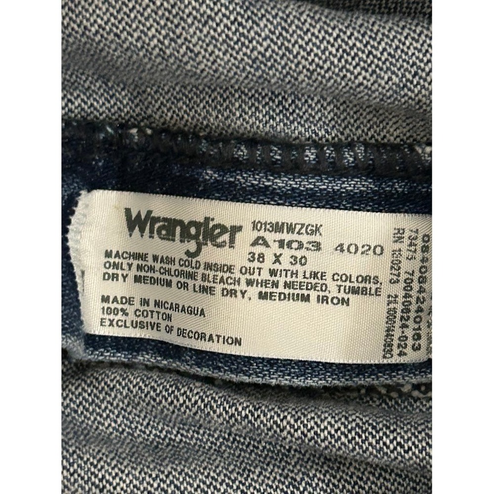 Wrangler 1013MWZGK Men's Blue Denim Jeans 38X30 Straight Leg Cotton‎ - Picture 3 of 5